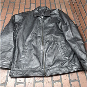 Winco Leather Jacket L Black Zip Blanket Biker Motorcycle